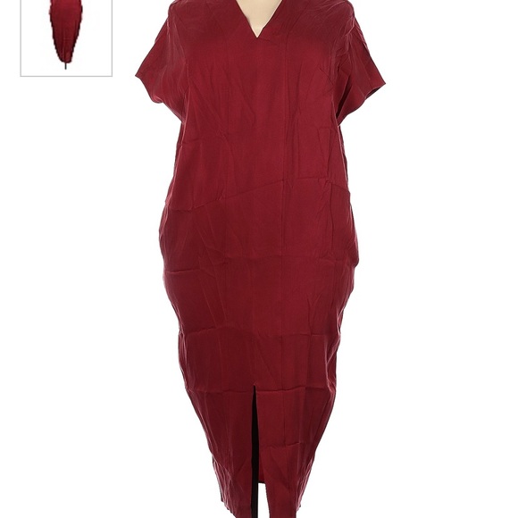 Universal standard x J. Crew cupro tunic dress in red - sz M - Picture 12 of 13